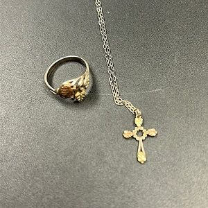 Black Hills silver ring and necklace set